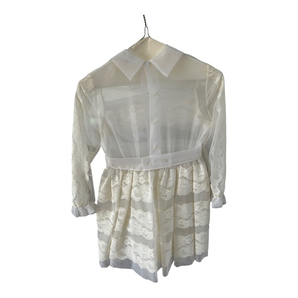 VTG First Holy Communion Dress Cream Lace 3 Piece 80s 90s Dress Slip Scarf READ - Picture 4 of 16